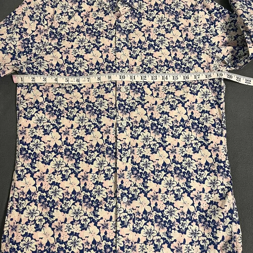 J.Crew Secret Wash Shirt Mens Small Pink Blue Slim Fit Floral Organic Cotton